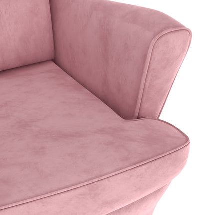 Öronlappsfåtölj med pall rosa sammet