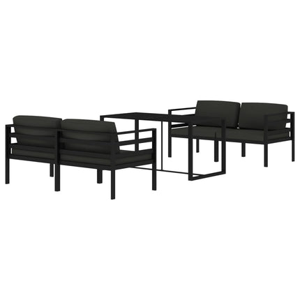 Loungegrupp för trädgården 5delar med dynor aluminium antracit
