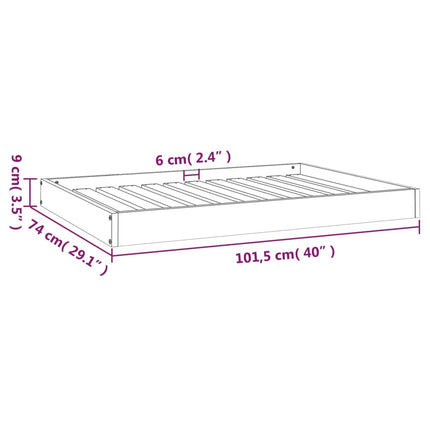 Hundbädd vit 101,5x74x9 cm massiv furu