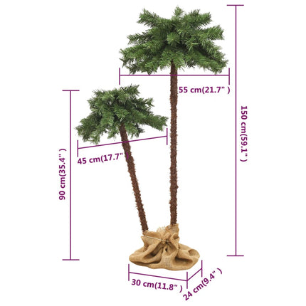 Konstpalm dubbel med LEDs 90 cm&150 cm