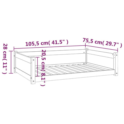 Hundbädd vit 105,5x75,5x28 massiv furu