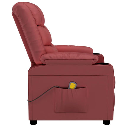 Reclinerfåtölj vinröd konstläder