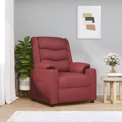 Reclinerfåtölj vinröd konstläder