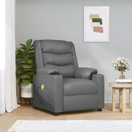 Massagefåtölj grå konstläder