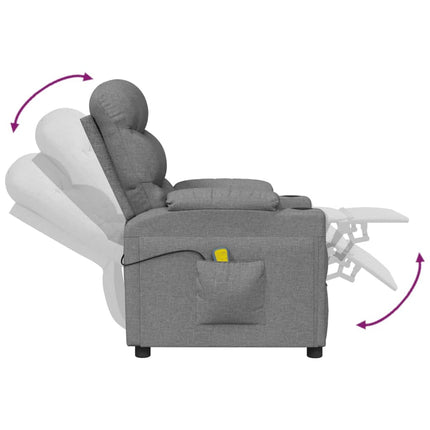 Massagefåtölj ljusgrå tyg