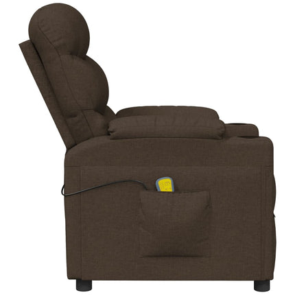 Massagefåtölj mörkbrun tyg
