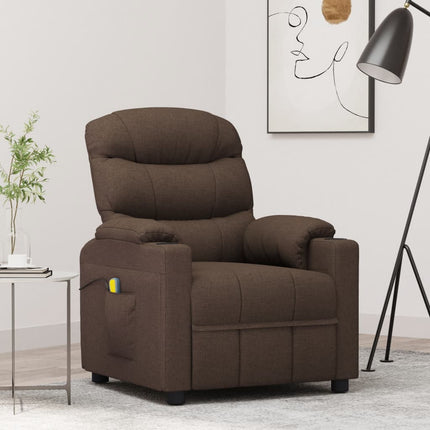 Massagefåtölj mörkbrun tyg