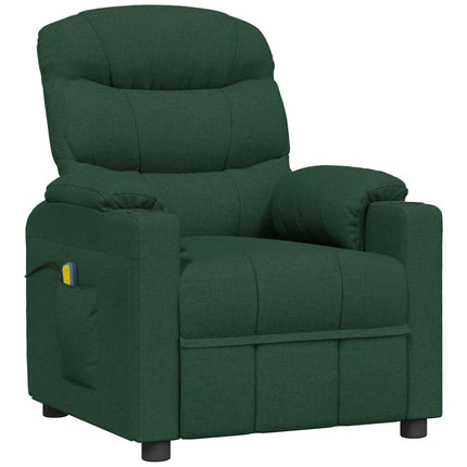 Massagefåtölj mörkgrön tyg
