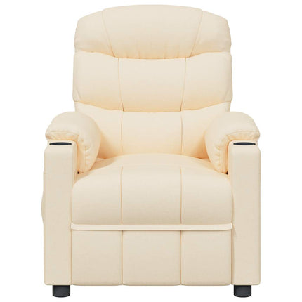 Massagefåtölj gräddvit tyg