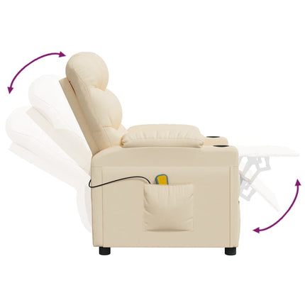 Massagefåtölj gräddvit tyg