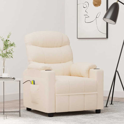 Massagefåtölj gräddvit tyg