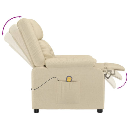Massagefåtölj gräddvit tyg