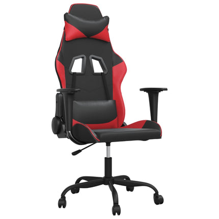 Gamingstol med massage svart och röd konstläder