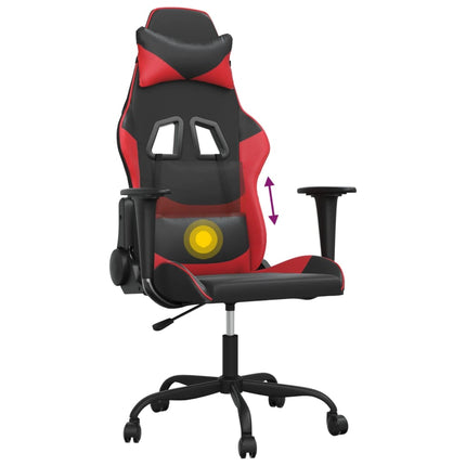 Gamingstol med massage svart och röd konstläder