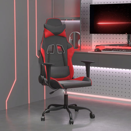 Gamingstol med massage svart och röd konstläder