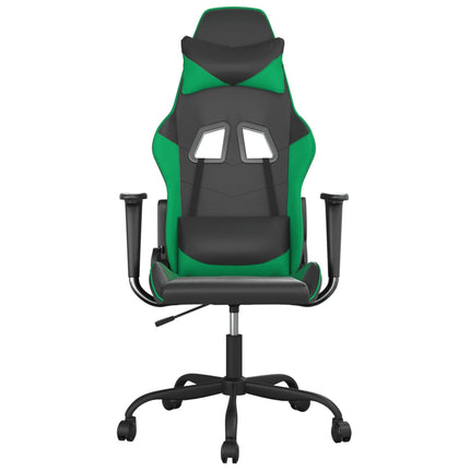 Gamingstol med massage svart och grön konstläder
