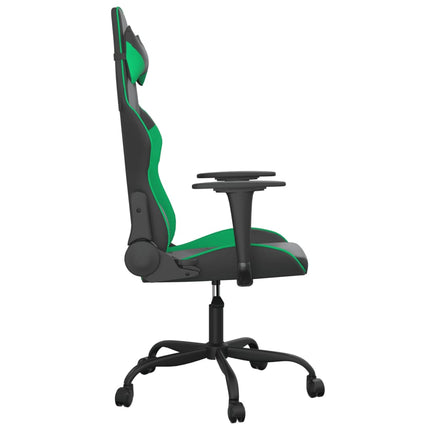 Gamingstol med massage svart och grön konstläder
