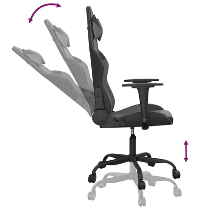 Gamingstol med massage svart och grå konstläder