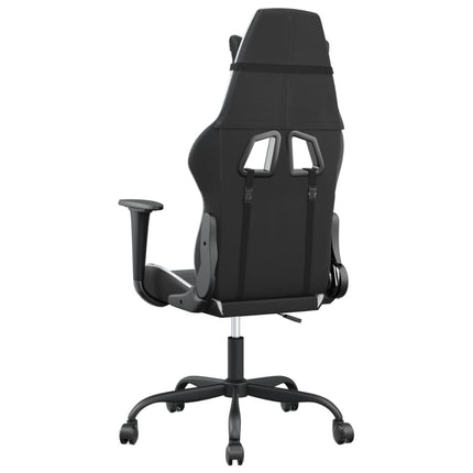 Gamingstol med massage svart och vit konstläder