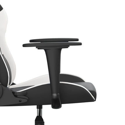 Gamingstol med massage svart och vit konstläder