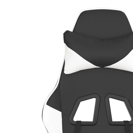 Gamingstol med massage svart och vit konstläder