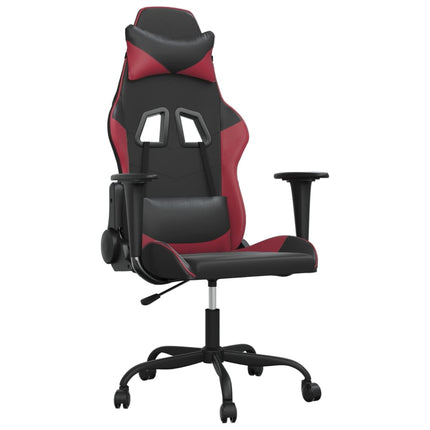 Gamingstol med massage svart och vinröd konstläder