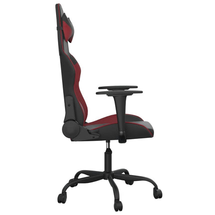 Gamingstol med massage svart och vinröd konstläder