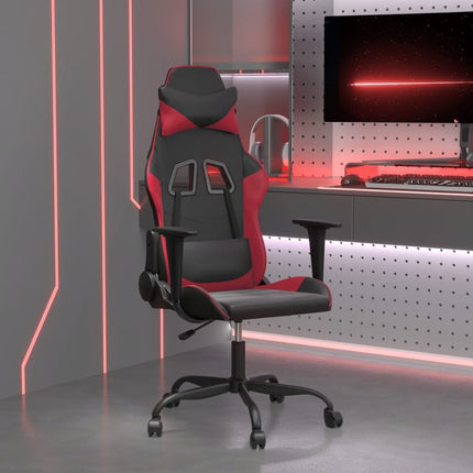 Gamingstol med massage svart och vinröd konstläder