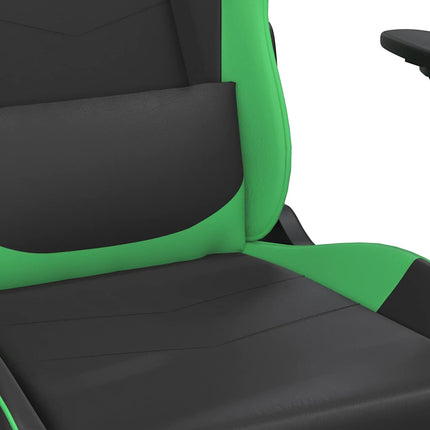 Gamingstol med massage och fotstöd svart och grön konstläder