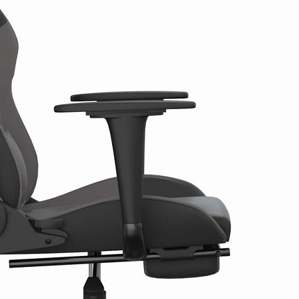 Gamingstol med massage och fotstöd svart och grå konstläder
