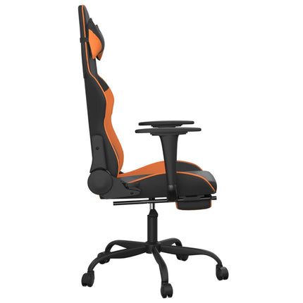 Gamingstol med massage och fotstöd svart och orange konstläder