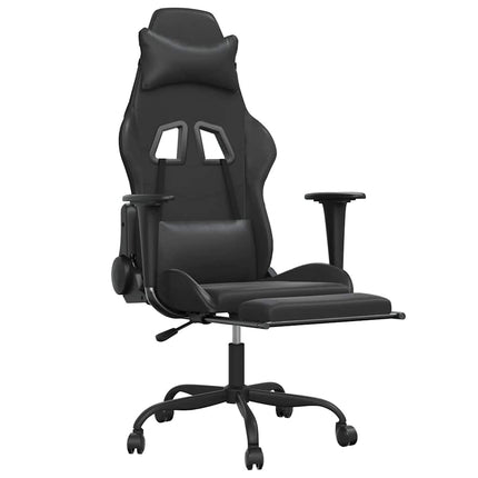 Gamingstol med massage och fotstöd svart konstläder