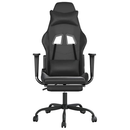 Gamingstol med massage och fotstöd svart konstläder