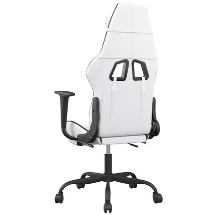 Gamingstol med massage och fotstöd vit och svart konstläder