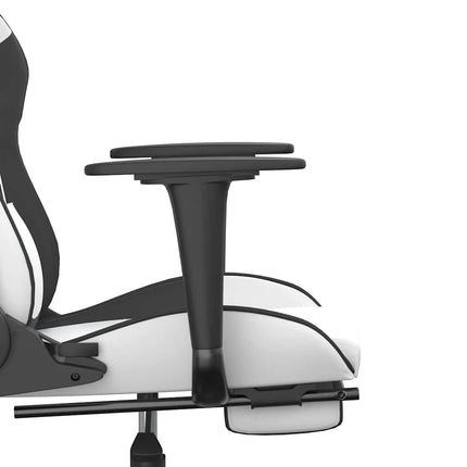 Gamingstol med massage och fotstöd vit och svart konstläder
