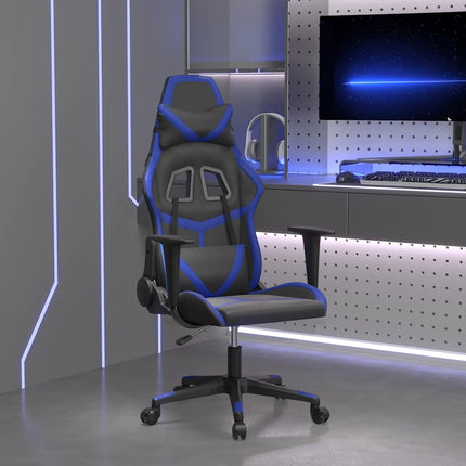 Gamingstol med massage svart och blå konstläder