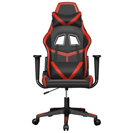 Gamingstol med massage svart och röd konstläder