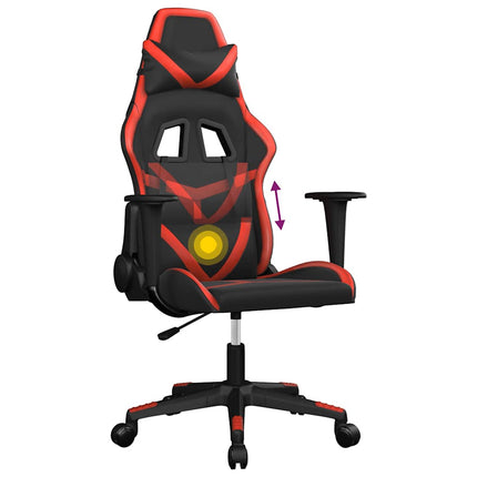Gamingstol med massage svart och röd konstläder