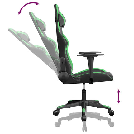 Gamingstol med massage svart och grön konstläder