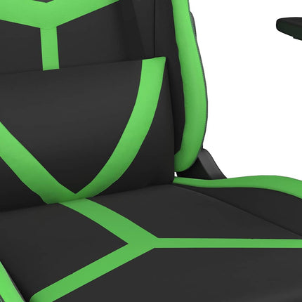 Gamingstol med massage svart och grön konstläder