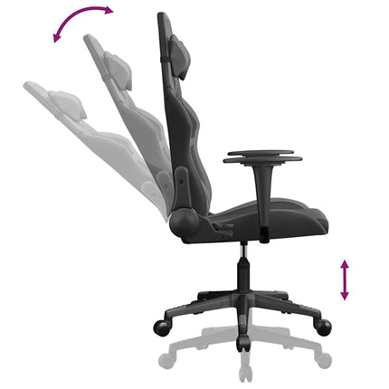 Gamingstol med massage svart och grå konstläder