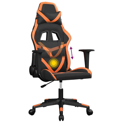 Gamingstol med massage svart och orange konstläder