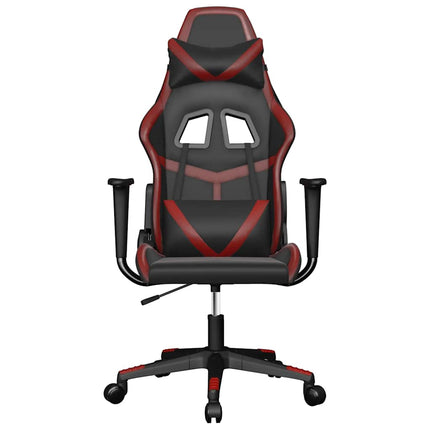 Gamingstol med massage svart och vinröd konstläder