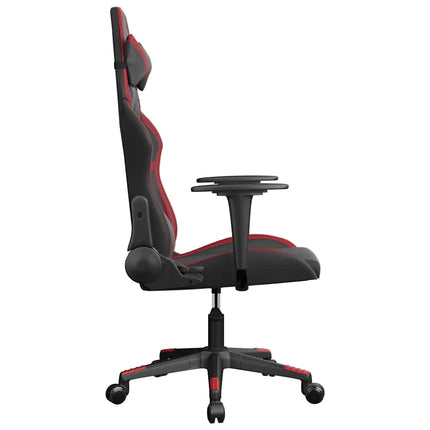 Gamingstol med massage svart och vinröd konstläder