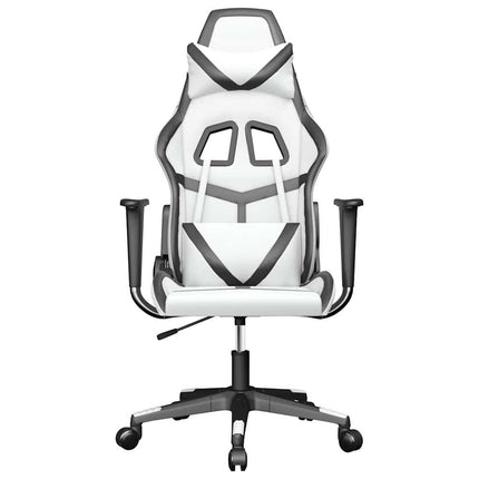 Gamingstol med massage vit och svart konstläder