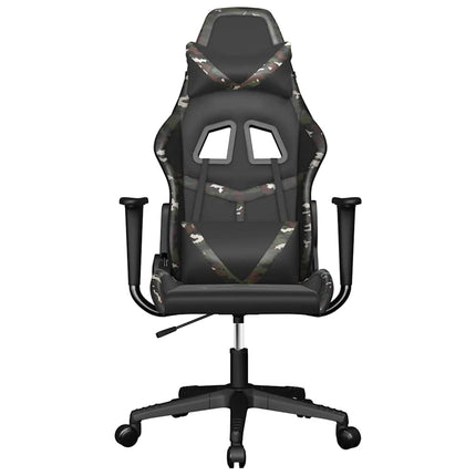 Gamingstol med massage svart och kamouflage konstläder