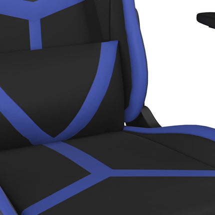 Gamingstol med massage och fotstöd svart och blå konstläder
