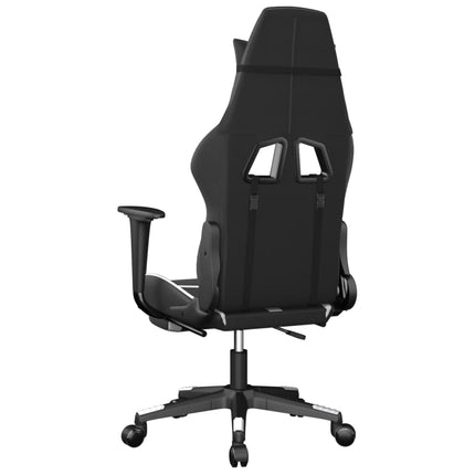 Gamingstol med massage och fotstöd svart och vit konstläder