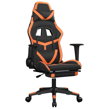 Gamingstol med massage och fotstöd svart och orange konstläder