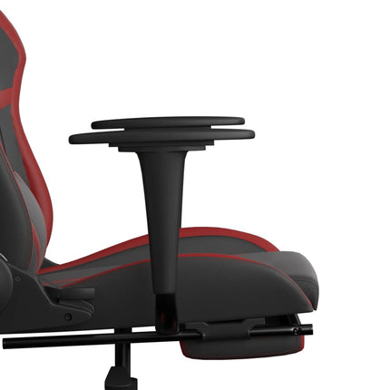 Gamingstol med massage och fotstöd svart och vinröd konstläder